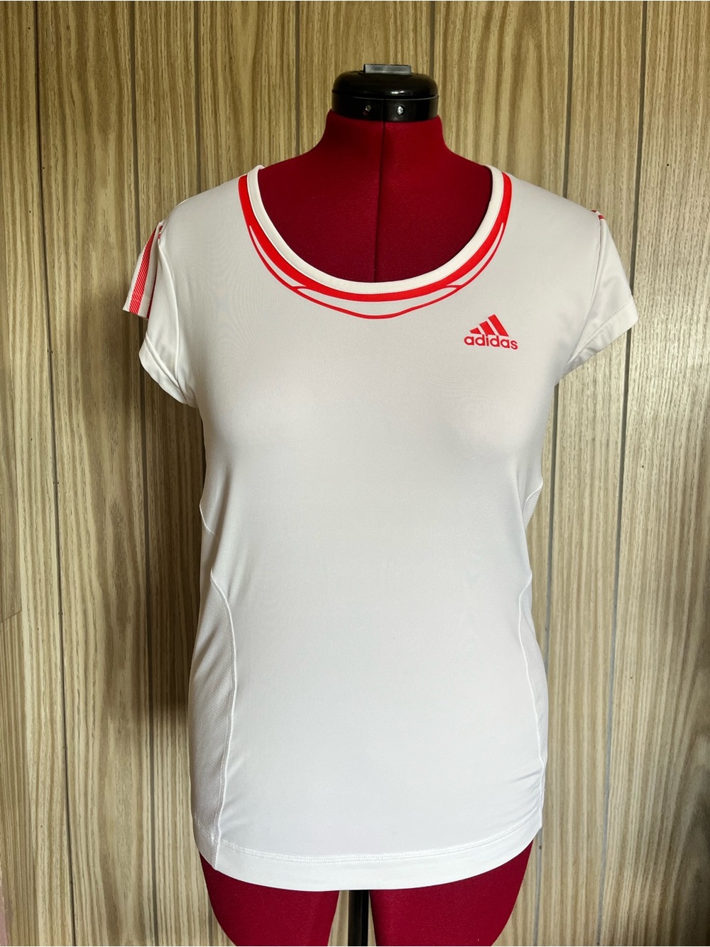 adidas Women’s White Tee with Red Trim